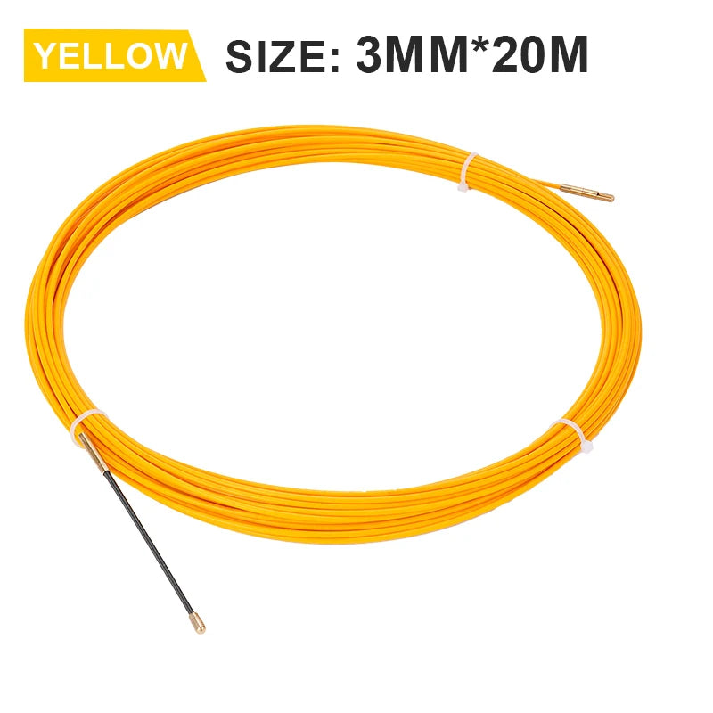 3mm 5M-50M Fiberglass Cable Puller Electrician Tape Conduit Ducting Wall Wire Threader Fish Guide Electrician Pushing Tape.