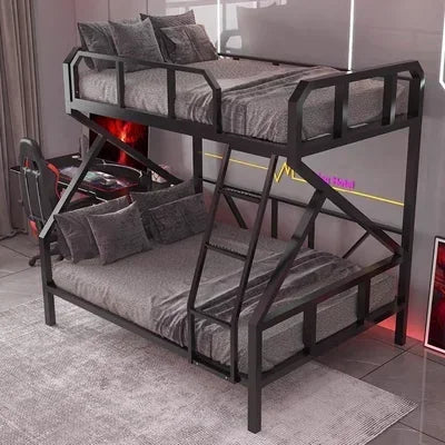 Premium E-Sport-Etagenbett aus Eisen, Hotel, Apartment, Schule, Schlafsaal, Bett, schwarzer Rahmen, Hochbett für Erwachsene, Camas, Schlafzimmermöbel