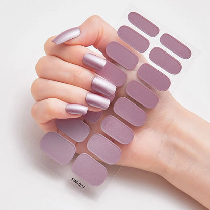 Glitter Gradient Full Cover Nail Art Stickers Fashion Silver Purple Nail Polish Strips DIY Waterproof Nail Foil Sticker Manicur