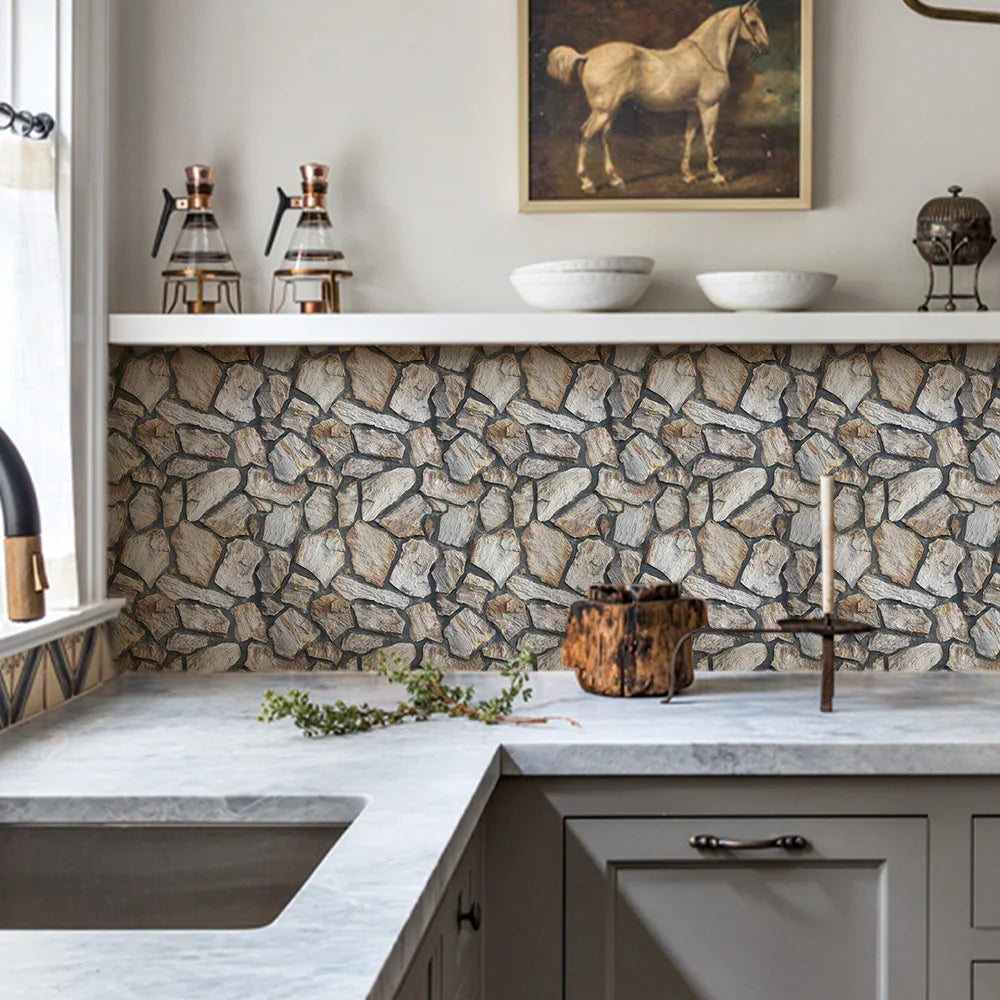 10/20Pcs, PVC 3D Faux Stone Wall Panels, Decorative Wall Decoration, Self-adhesive Panels, Easy to Install, 30cm x 30cm