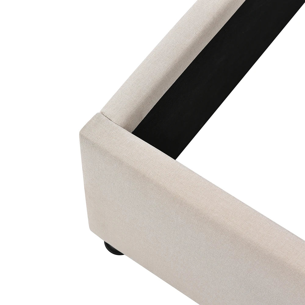 KOMHTOM Stauraumbett Polsterbett Hydraulisch 140x200cm Beige Leinen