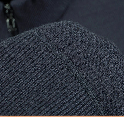 High Quality Velvet Thickening Sweater Bottoming Shirt, Men's Half Zip Pullover, Casual Loose New Warm T-shirt, Knitwear.
