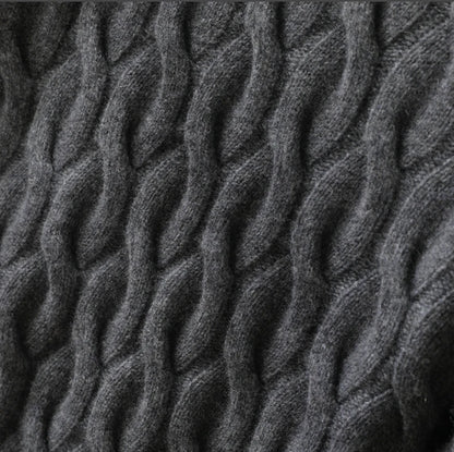 Autumn Winter Thickened Cashmere Sweater 100% Merino Wool Men's Top O-Neck Twisted Pullover Knitted Loose Long Sleeve Sweater.