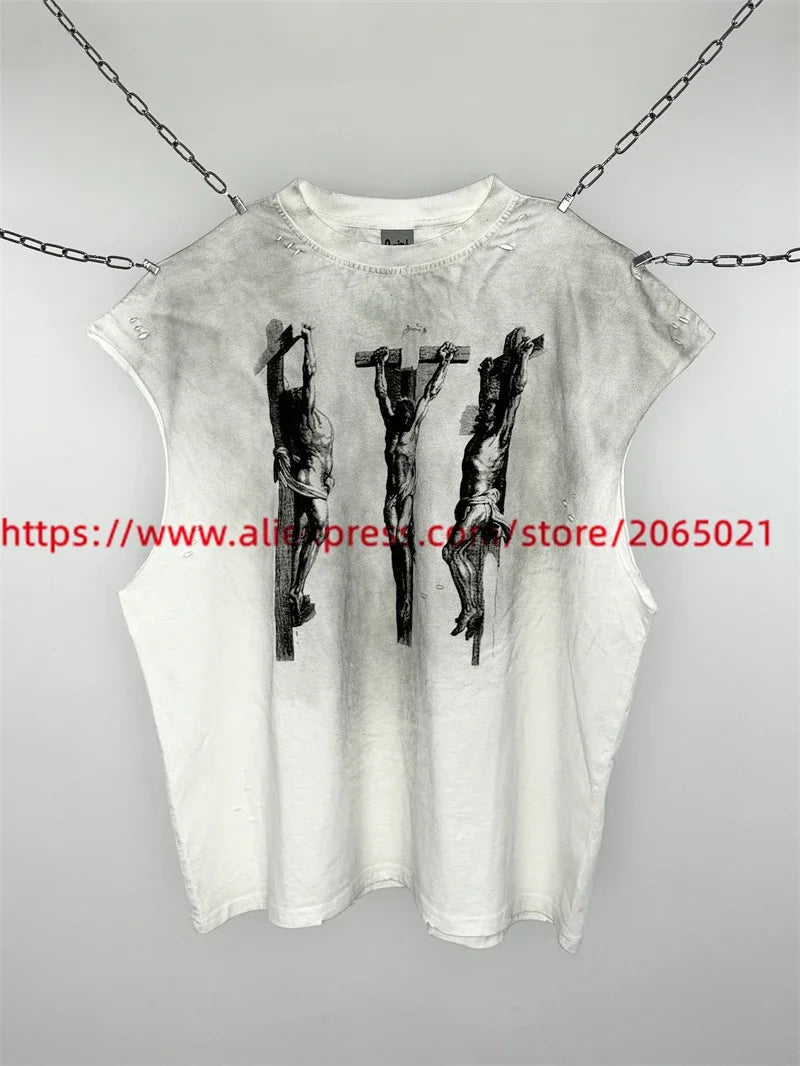 SAINT Vintage NIN Nine-inch Nail T-Shirts Best Quality Vintage Washed T Shirt Tee Tops