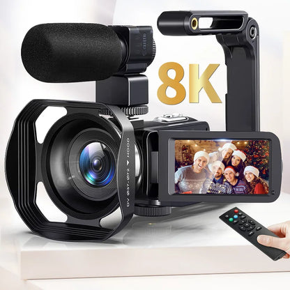 8K HD Video Camera 3 Inch LCD Touch Screen 18x Digital Zoom Camera Recorder Ultra HD WIFI Portable Recording Camcorder.