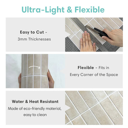 10 PCS Fish Scale Matte Peel-and-Stick Wall Panels, 30 x 30 cm, Waterproof Tiles, Living Room Splashbacks, Wall Decoration