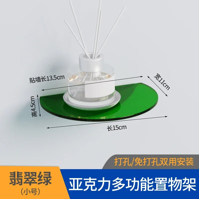 Bathroom Living Room Display Seamless Punch-free Fashion Decoration Color Acrylic Semi-circular Shelf Decoration Rack Storage