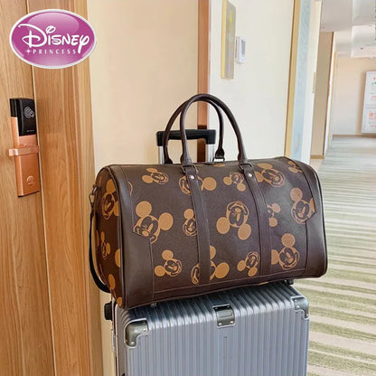 Disney New Mickey Luggage Bag PU Plaid Travel Bag Portable Baby Storage Waterproof Leisure Travel Large Capacity Travel Bag.