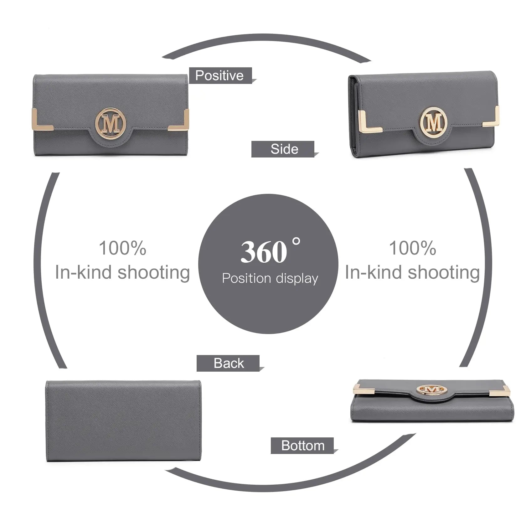 Miss Lulu WOMEN'S purse Long Wallet with zipper PU leather Card hand fan keys Holder Phone Case.