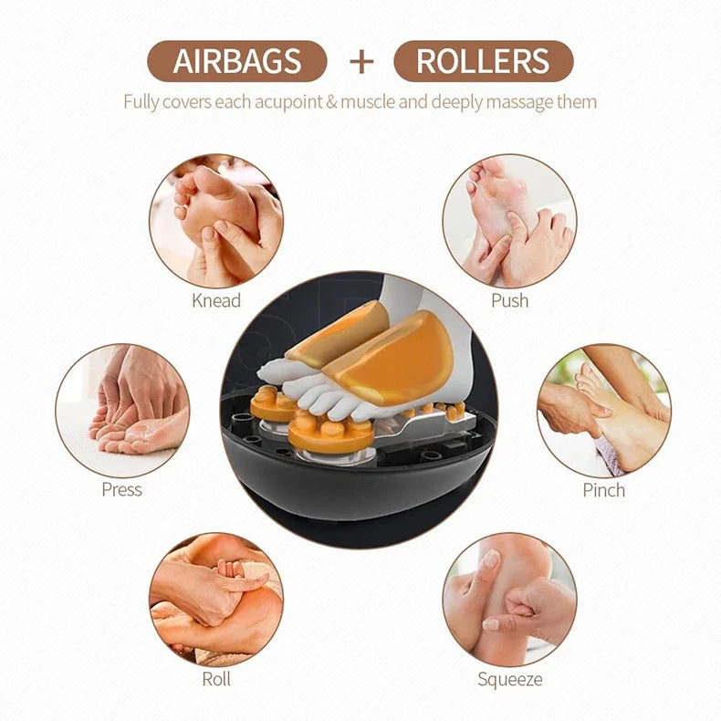 Electric Shiatsu Foot Massager Health Care Heating deep Kneading Scraping Vibration Air Compression Massage Therapy Anti-stress.