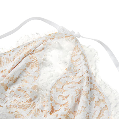 Ladies Elegant Jumpsuit  Spaghetti Straps V-Neck Solid Embroidered Lace Open Back Wide Leg Jumpsuit Long Jumpsuit Black White.