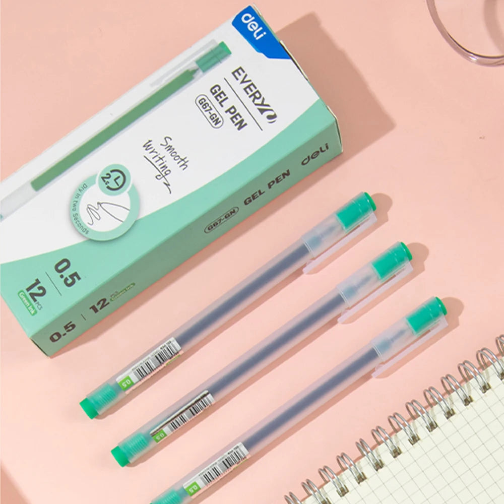 Deli 12 Teile/satz Gel Stift Schule Stifte Set Stift 0,5 MM Farbe Tinte Schreibwaren Student LieferungenWasser-basierte Stift Schreiben malerei Werkzeuge