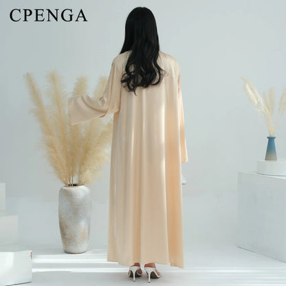 Middle Eastern 3-Piece Islamic Clothing Set for Women Ramadan Dubai Modest Abaya Muslim Hijab Dress 2025 Plain Turkey Kaftan.