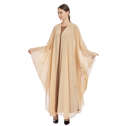 Ramadan Muslim Sets for Women Chiffon Kimono Jalabiya Long Dress Dubai Abaya Turkey Kaftan Eid Kebaya Caftan Marocain Femme Robe.