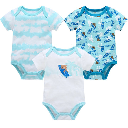 3 Teile/los Neugeborenen Baby Body 100% Baumwolle Kurzarm 3M 6M 9M 12M Mädchen Kleidung coole Druck Infant Overall