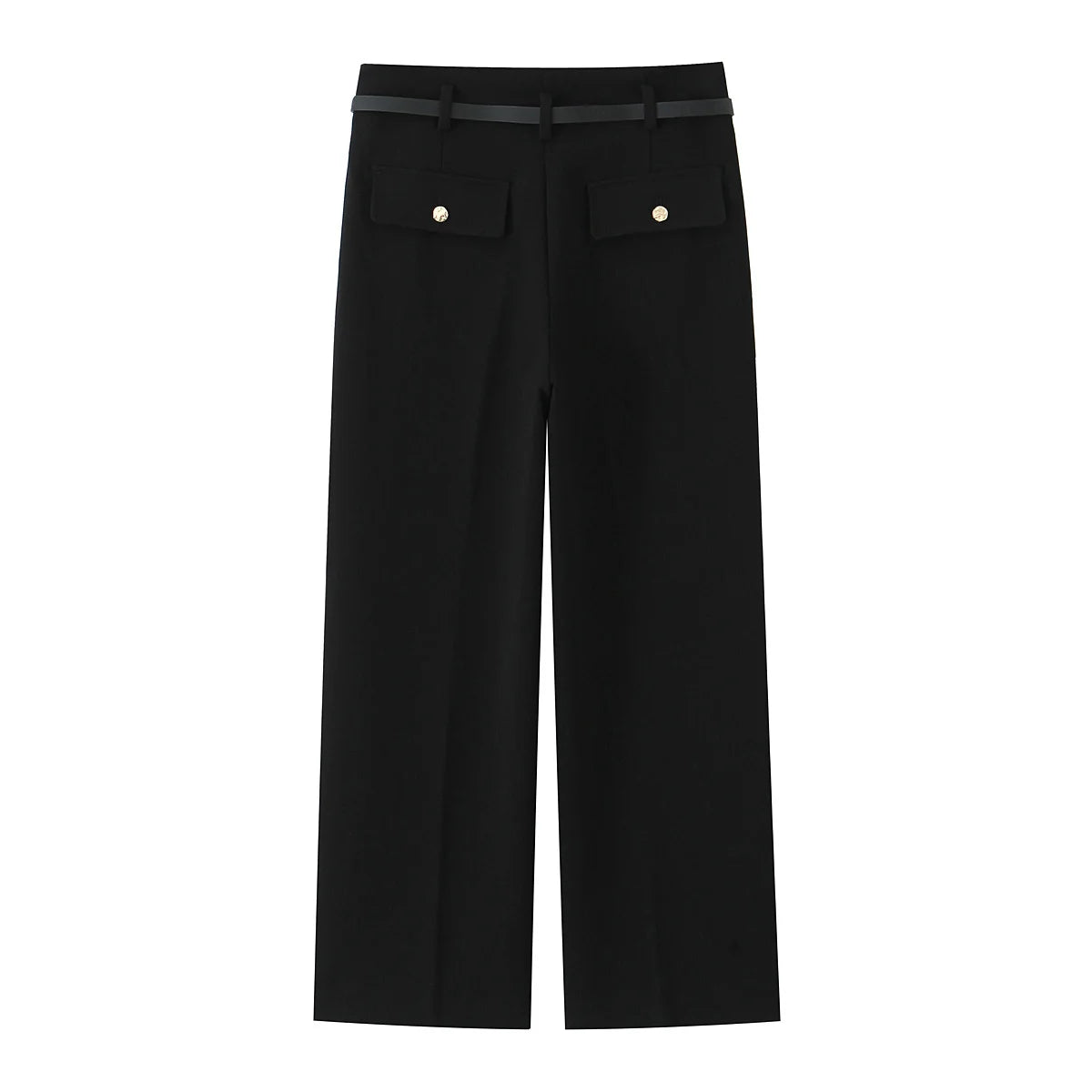 HH Women Solid Pant Set Long Sleeve O-Neck Double-Breasted Blazers+High Waist Chain Matching Side Zipper Trousers Sets.