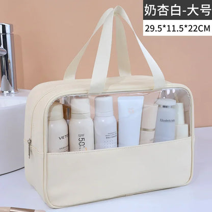 Waterproof Cosmetic Bag Portable Portable Cosmetic Storage Bag Large Capacity Pu Transparent Wash Bag Travel Storage Bag