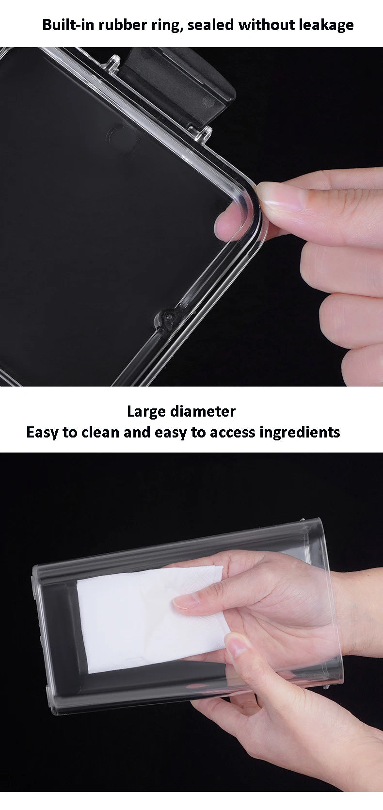 Transparent Food Storage Containers Kitchen Storage Airtight Cans Plastic Storage Boxes Stackable Food Storage Boxes.