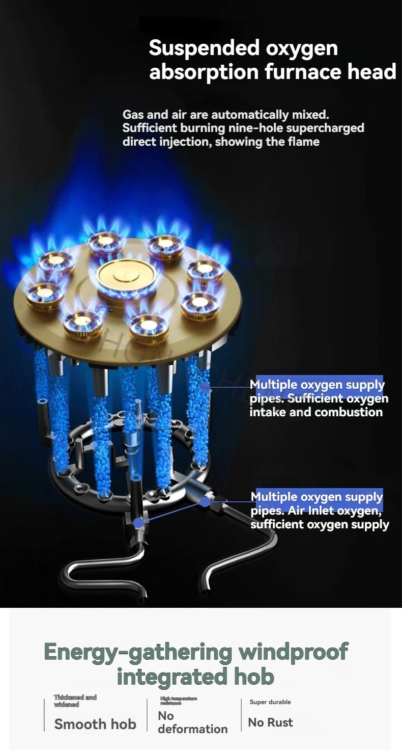 Time-out Wind-proof Gas Stove Double-range Liquefied Gas Stove Desktop Energy-saving Fierce Fire Stove.