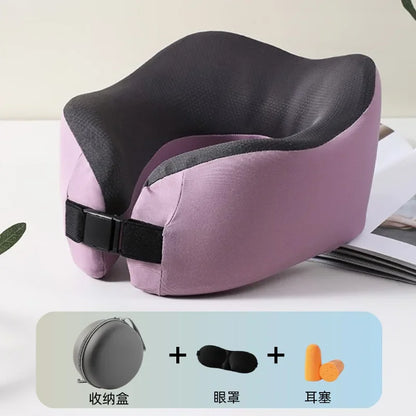 Ice silk U-shaped travel neck pillow airplane pillow neck pillow portable adjustable memory cotton U-shaped pillow.