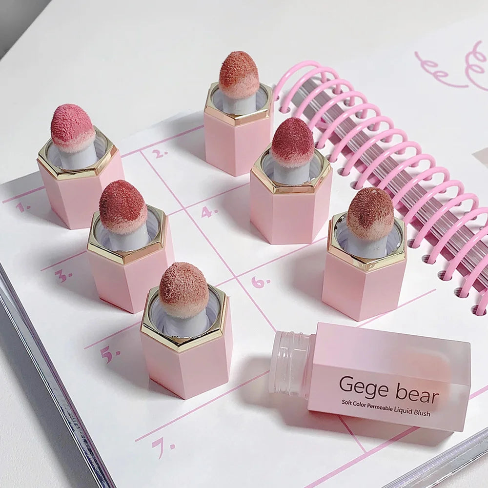Gege Bear Liquid Blush Cream 6 Colors Smooth Velvet Matte Pink Blusher Natural Easy To Smudge.