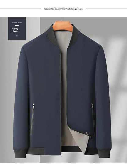 Premium Wrinkle Free Reversible Breathable Baseball Collar Men Blazer Jacket Business Casual Windbreaker Lightweight Coats.