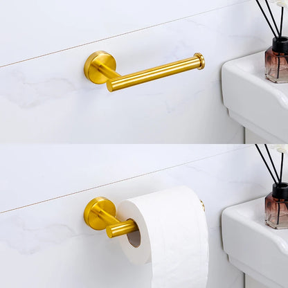 Badezimmer-Hardware-Set aus gebürstetem Gold, Handtuchhalter aus Edelstahl 304, Handtuchring, Toilettenpapierhalter, Kleiderhaken, Badezimmer-Zubehör