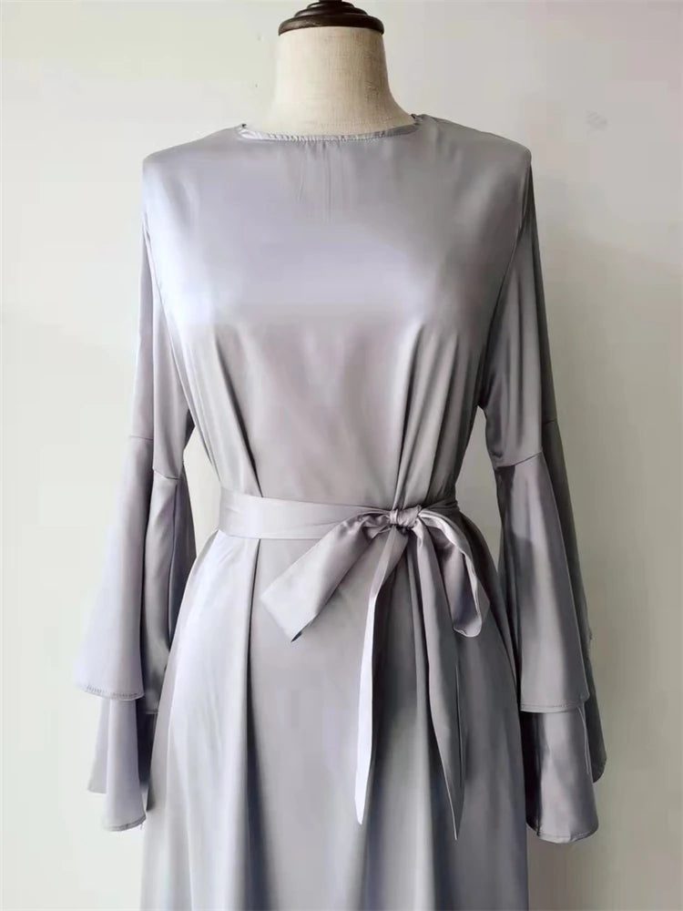 Eid Kebaya African Dresses For Women Muslim Kaftan Satin Shiny Batwing Abaya Dubai Luxury Caftan Marocain Robe Femme Musulmane