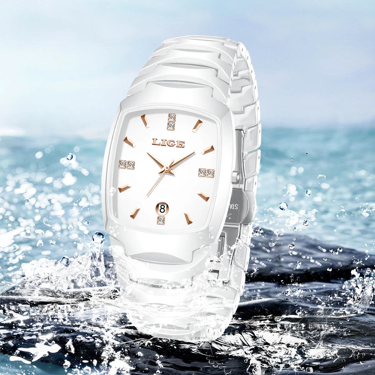 LIGE Fashion Luxury Woman Watch Simple Elegant Stainless Steel Casual Quartz Watches for Women Calendar Ladies Romantic Gift New.