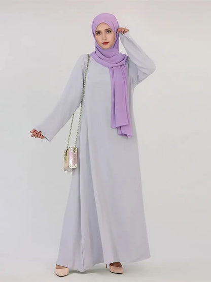 Ramadan Eid Solid Linen Dubai Abaya Turkey Islam Muslim Modest Dress Kaftan Prayer Clothes For Women Kebaya Robe Femme Musulmane