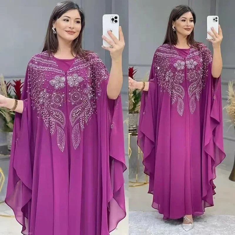 Abayas Für Frauen Dubai Luxus 2024 Chiffon Boubou Muslimischen Mode Kleid Kaftan Marocain Hochzeit Party Anlässe Djellaba Frauen.