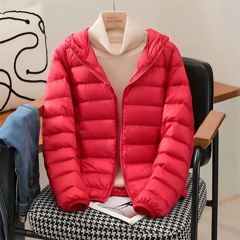 2024 neue Ankünfte Frauen Mit Kapuze Ultra Leichte Packbare Puffer Jacken Herbst Winter Weiße Ente Unten Weiblichen Koreanischen Dünnen Mantel.