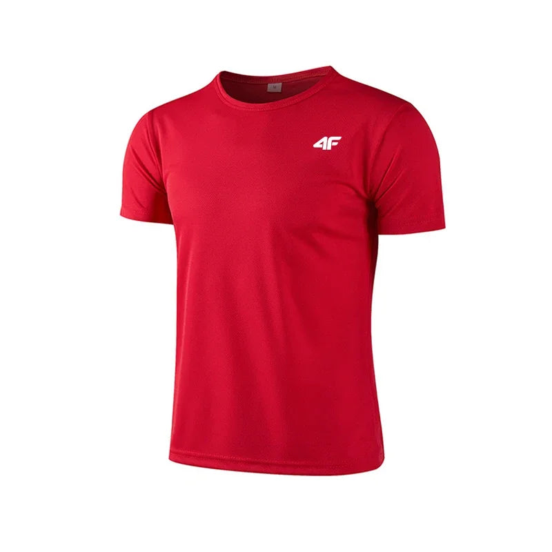 Men's Summer Exercise Trainning T-shirt High Quality Breathable Quick Dry Short Sleeved Top Marathon Gym Fitness Basketball Tees.