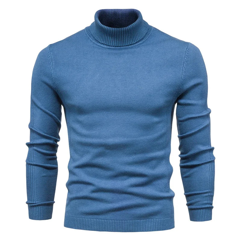 2021 New Winter Men Turtleneck Sweater Casual Solid Color Warm Pullover High Quality Slim High Neck Long Sleeve Sweater Men.