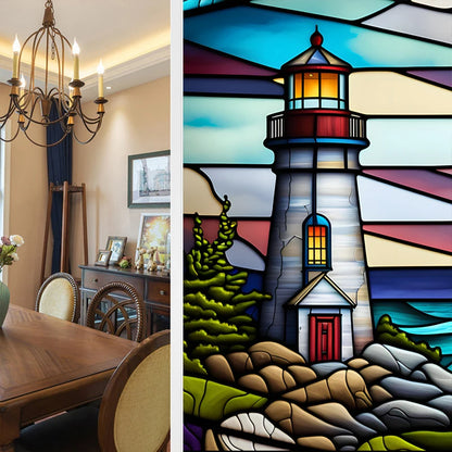 Colorful Retro Flower Bird Window Film PVC Electrostatic Glass Stickers Stained Window Films Static Cling Frosted Glass Film.