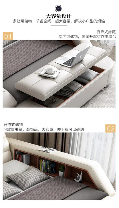 Master Under Storage Doppelbett Ästhetisches Master Nordic Multifunktionales Schlafzimmer Bettgestell Modernes Design Cama Casal Möbel