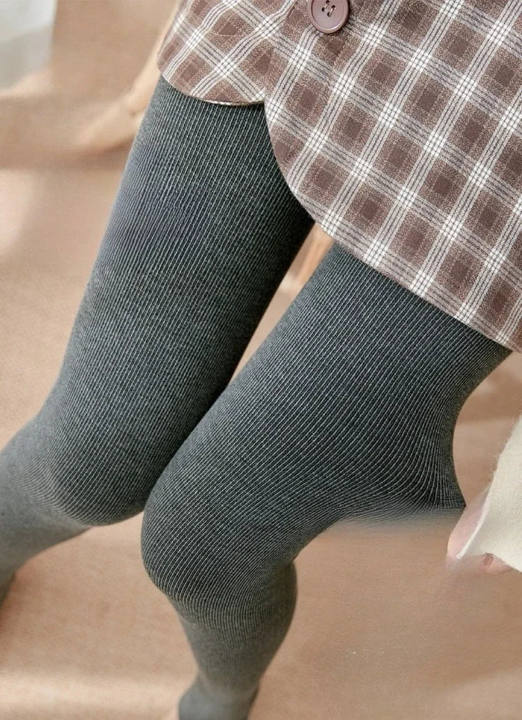 Women's Fall Winter Ribbed Vertical Stripe Thermal Leggings Fleece Thickened  Street Ready Seamless High Waist Thermal Pants.