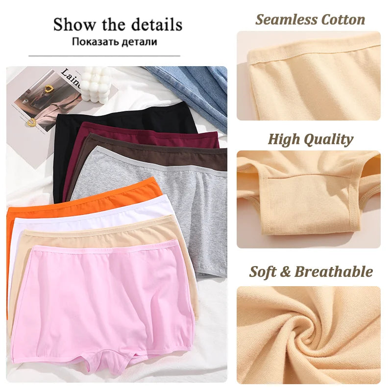 New Women's Panties Cotton Seamless Sports Boxers Underwear Female Solid Color Briefs Cozy Lingerie Intimate Underpants XS-XL.