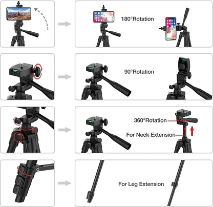 Tripod For Phone Camera Tripod Stand with Bluetooth Remote Phone Holder Lightweight Universal Photography For Xiaomi Huawei DSLR.