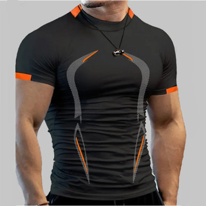 New Summer Sportswear Gym Breathable T Shirt Men Quick Drying Jogging T-Shirt Men Training Tees Fitness Tops Running T-shirt.