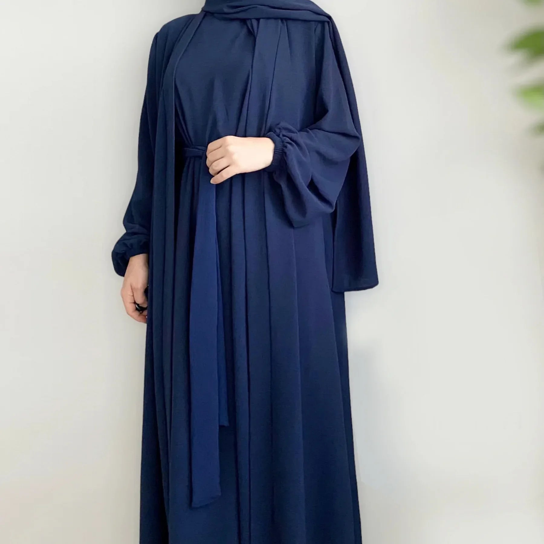 Muslim Woman Abaya 2 Piece Set Abayas Kimono with Sleeveless Hijab Dress Sets Islamic Matching Outfit Dubai Turkey Ramadan Eid.
