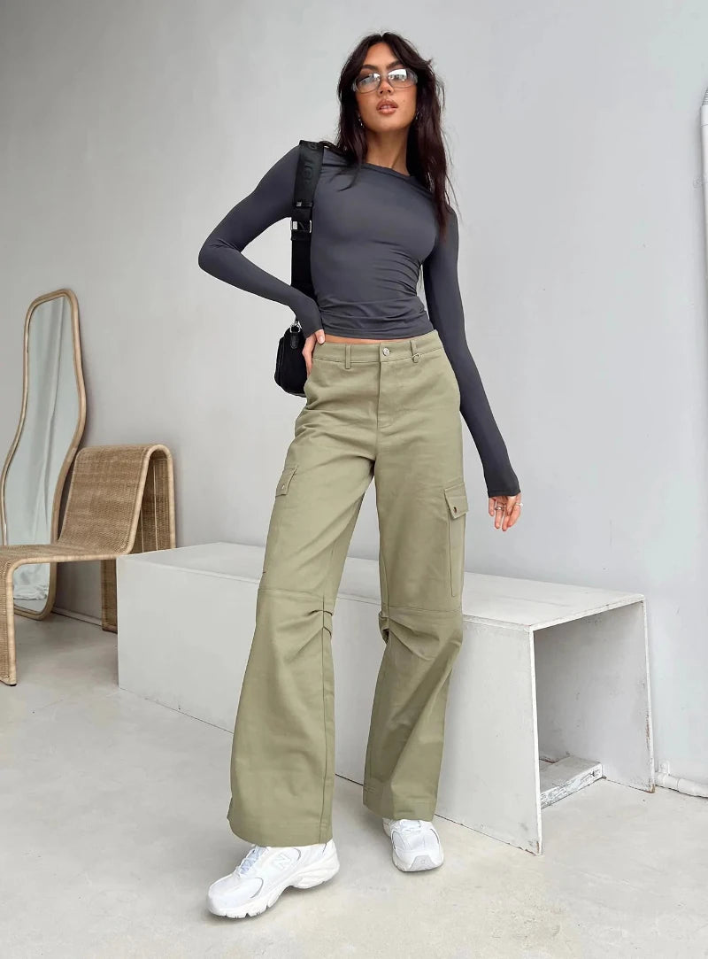 Women's Long Sleeved T-Shirt Spring And Autumn Solid Color Slim Fit Pullover Women's Basic T-Shirt Y2k Clothes Street Wear.