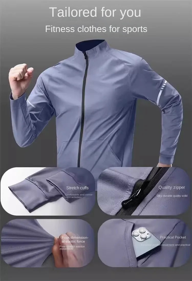Running jacket men's autumn outdoor training jacket autumn and winter new fashion versatile zipper thin sports top outdoor marat.