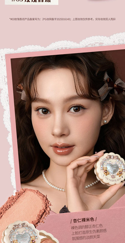Flower Knows The Sweetie Bear Collection Satin embossed blush Lasting Matte Puffing Natural Brightening Facial Cosmetics 5g.