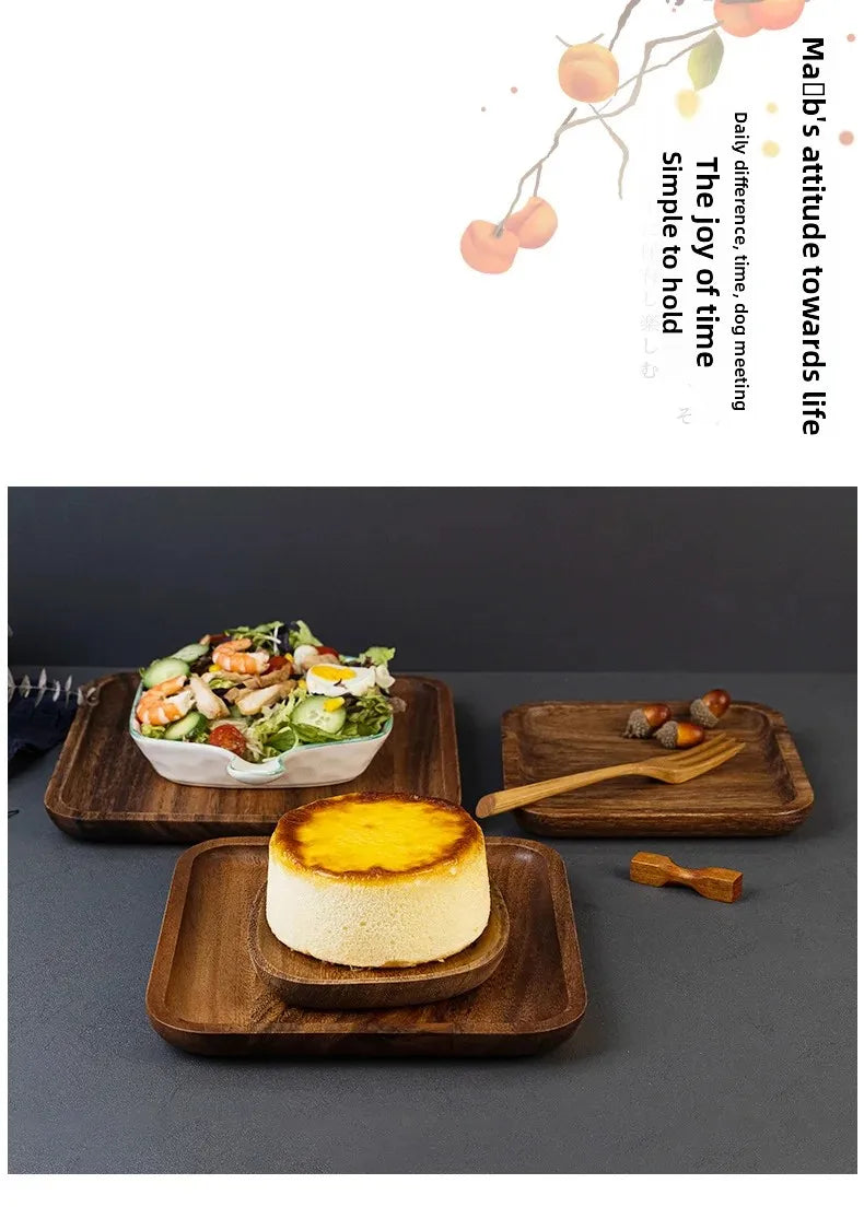 Square Wooden Serving Tray Hotel Style Ins round Corner Plate Wooden Material Jewelry Packaging And Display Tools.