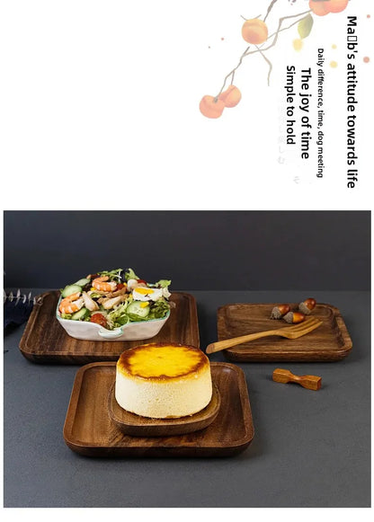 Square Wooden Serving Tray Hotel Style Ins round Corner Plate Wooden Material Jewelry Packaging And Display Tools.