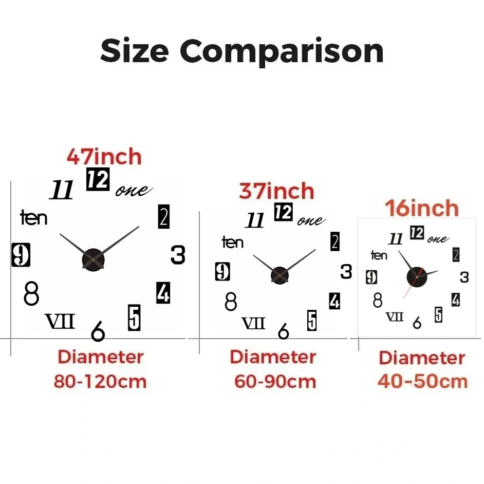 2D/3D Große Römische Ziffer Acryl Spiegel Wanduhr Aufkleber Mode DIY Quarz Uhren Uhr Hause Dekoration Wohnzimmer Aufkleber