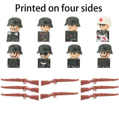Military WWII Figure Building Blocks Accessories MP40 Rocket Launcher MG42 Officer Army Camouflage Soldier Pzf 98K Toy Gift N029.