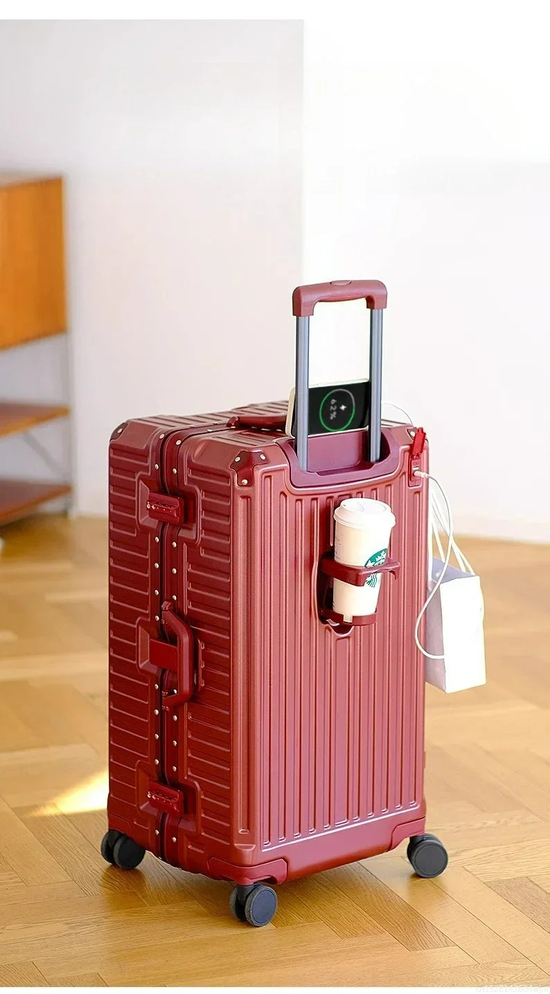 20-Zoll-Rollgepäck für die Kabine, multifunktionaler Reisekoffer, Passwortsperre, omnidirektionales Rad, Rollgepäckkoffer.