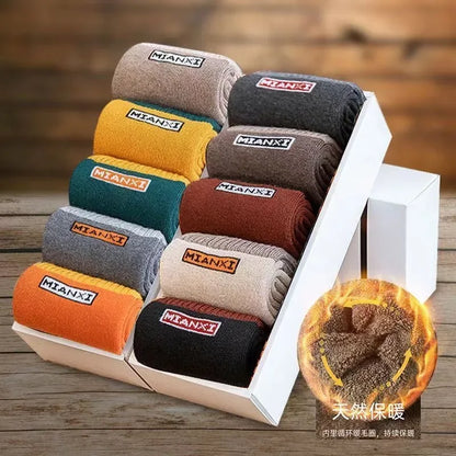 10Pairs/Men's Cotton Socks Winter Autumn Thickened Warm Mid-tube Socks Cotton Loop To Keep Warm Antibacterial Socks for MenWomen.